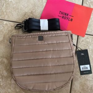 Think Royln “The Mercer” Sand Quilted Shoulder/Crossbody Bag and Strap